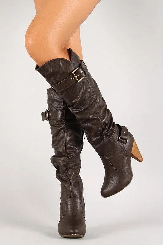 Slouchy Tapered Heel Knee High Boot