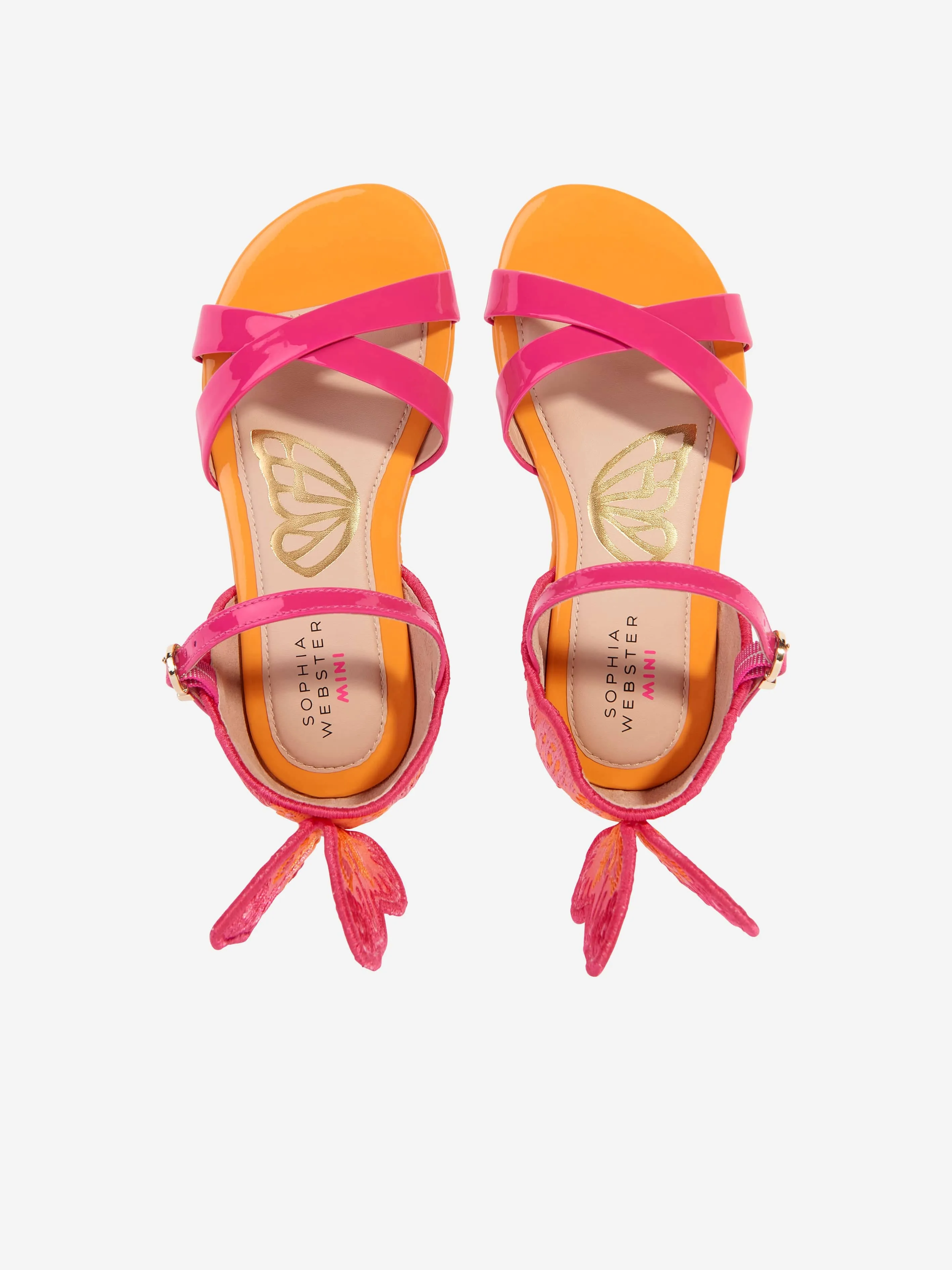 Sophia Webster Girls Leather Chiara Embroidery Sandals in Pink