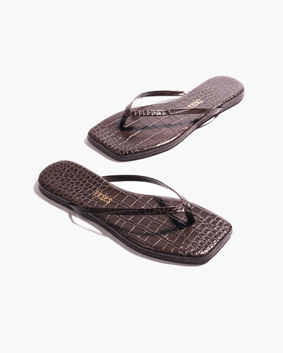 Square Toe Lily Croc - Carob