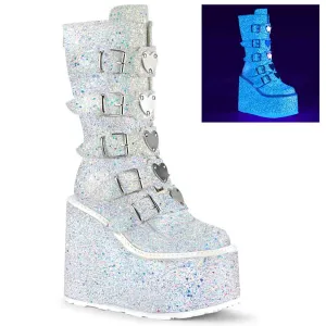 Swing-230G Platform Boots - White Glitter