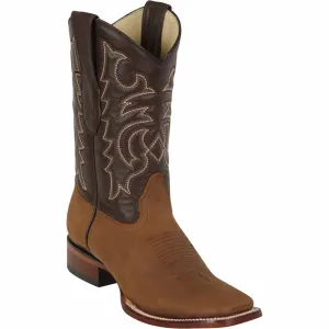 Tan Brown Square Toe Cowboy Boots