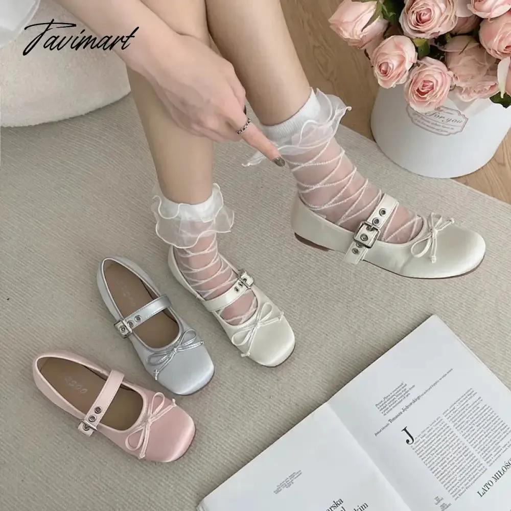 TAVIMART -  New Butterfly-knot Women Flat Shoes Fashion Shallow Ladies Mary Jane Ballerinas Flat Heel Casual Ballet Shoes