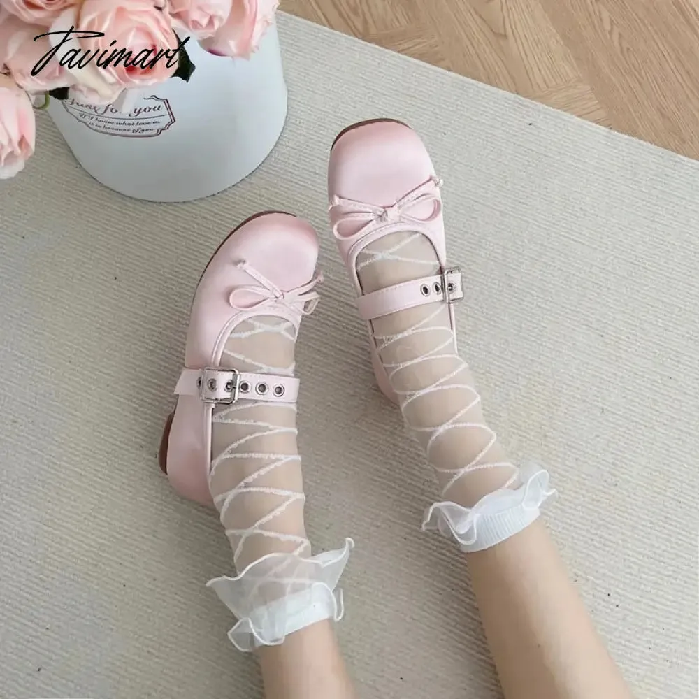 TAVIMART -  New Butterfly-knot Women Flat Shoes Fashion Shallow Ladies Mary Jane Ballerinas Flat Heel Casual Ballet Shoes