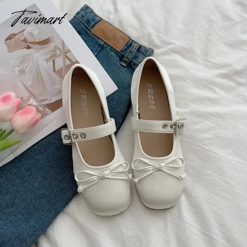 TAVIMART -  New Butterfly-knot Women Flat Shoes Fashion Shallow Ladies Mary Jane Ballerinas Flat Heel Casual Ballet Shoes