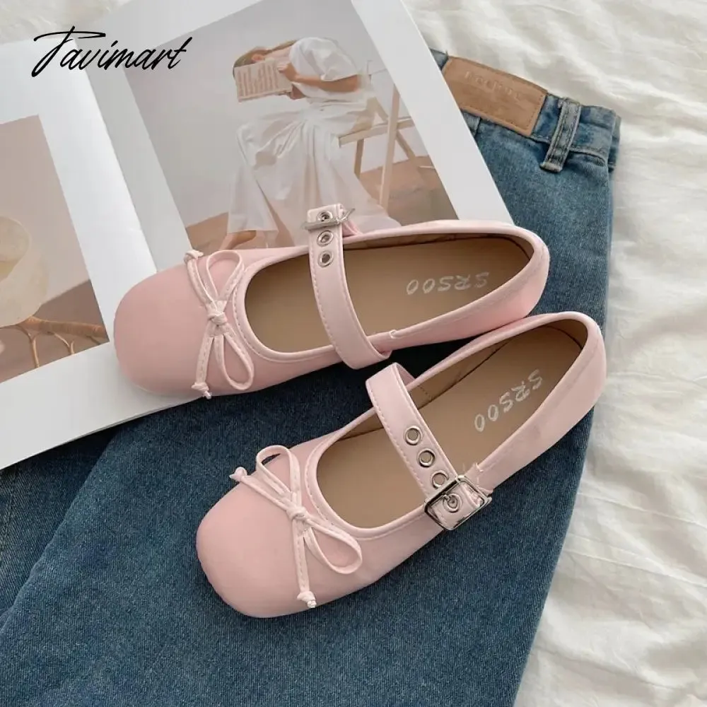 TAVIMART -  New Butterfly-knot Women Flat Shoes Fashion Shallow Ladies Mary Jane Ballerinas Flat Heel Casual Ballet Shoes