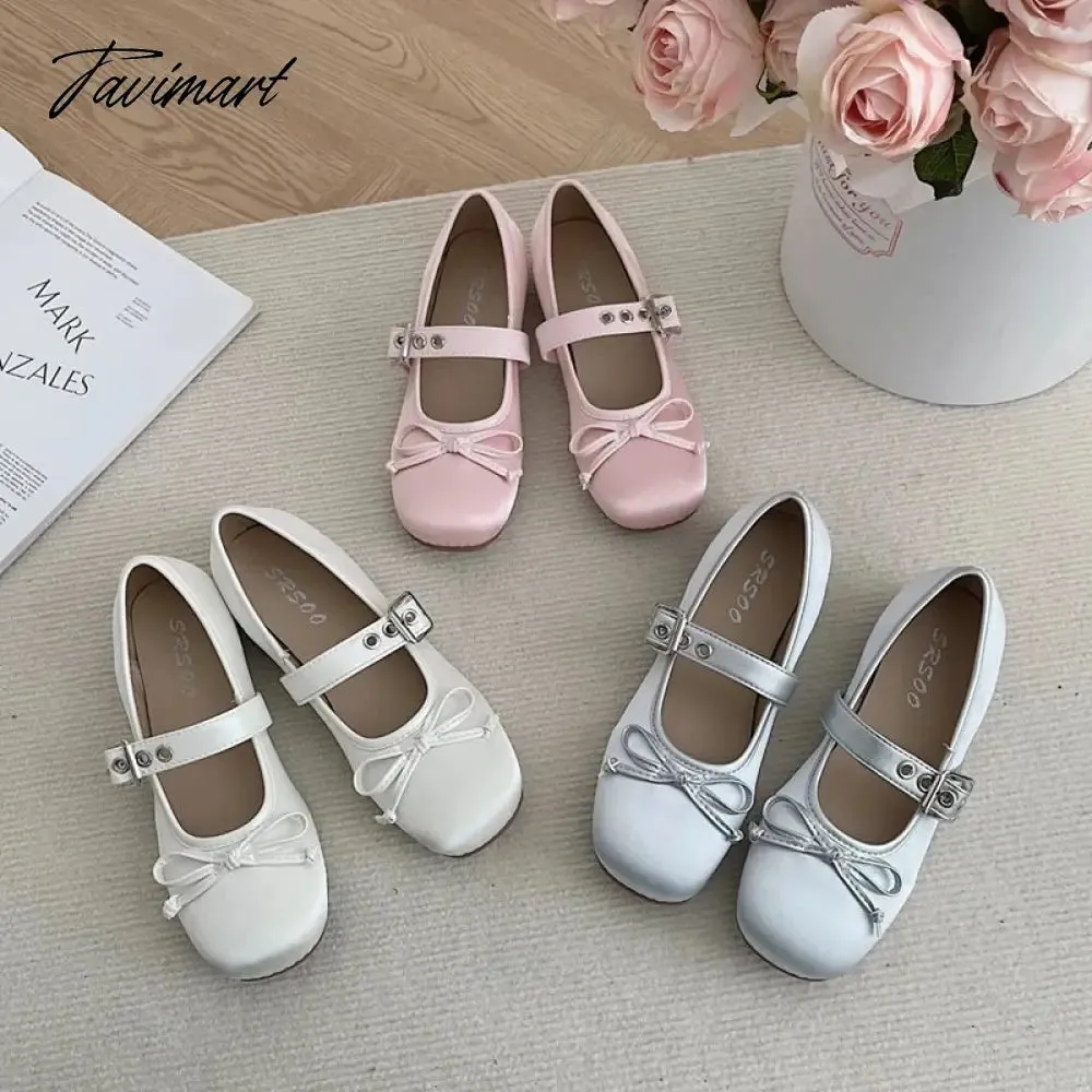 TAVIMART -  New Butterfly-knot Women Flat Shoes Fashion Shallow Ladies Mary Jane Ballerinas Flat Heel Casual Ballet Shoes