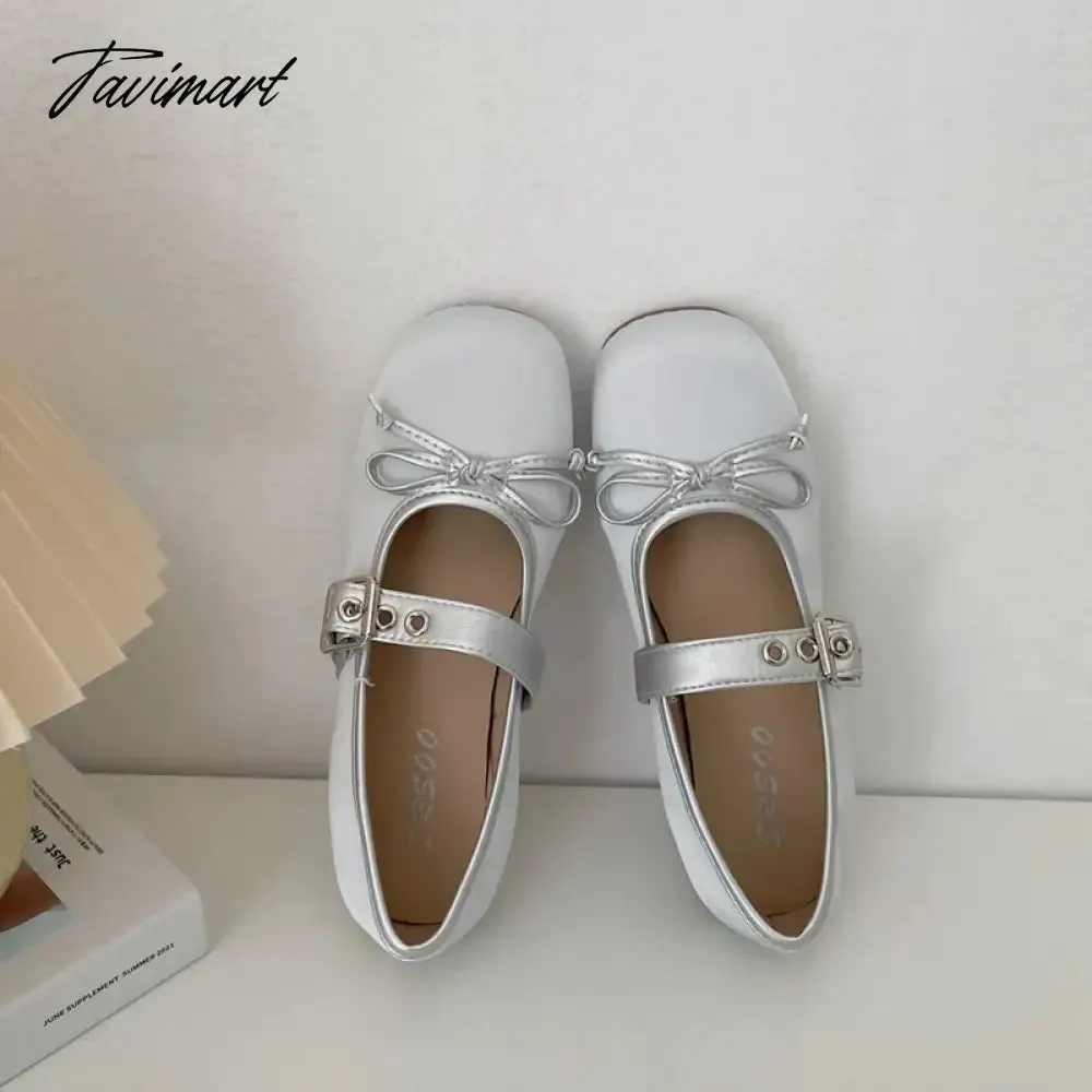 TAVIMART -  New Butterfly-knot Women Flat Shoes Fashion Shallow Ladies Mary Jane Ballerinas Flat Heel Casual Ballet Shoes