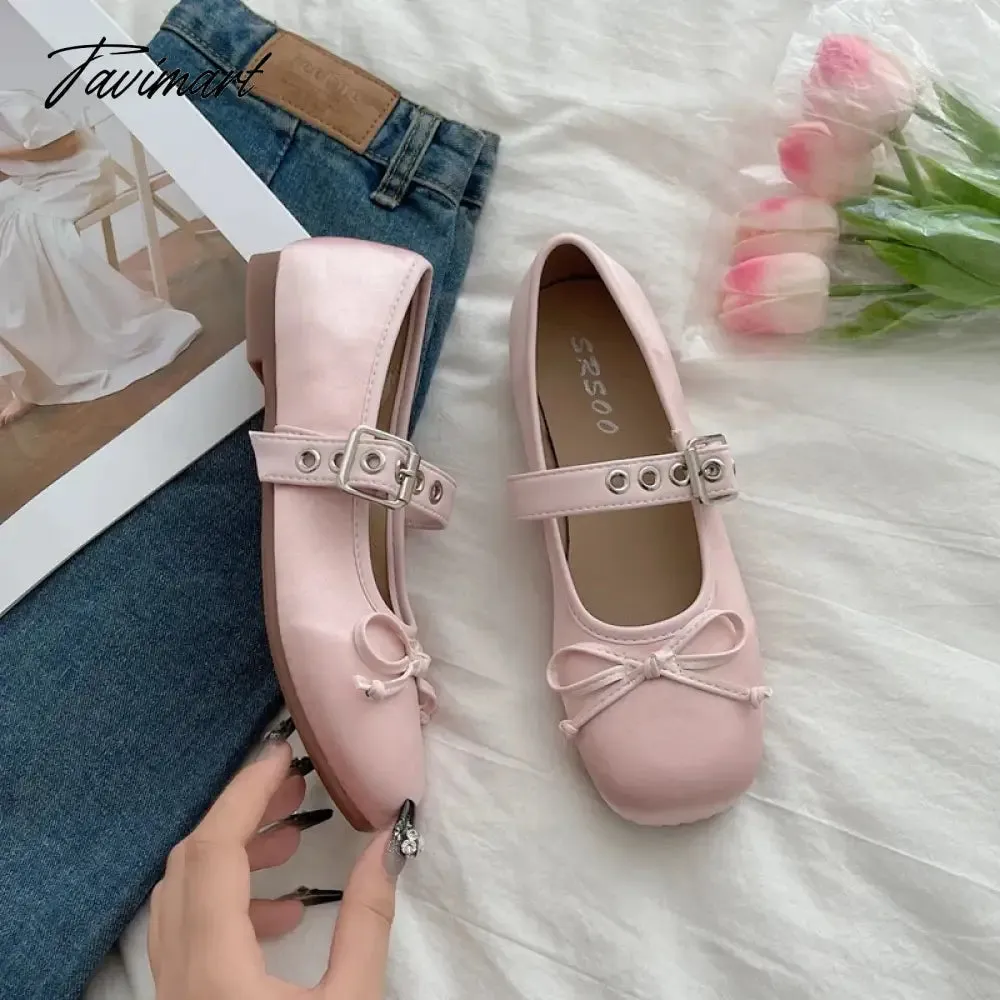 TAVIMART -  New Butterfly-knot Women Flat Shoes Fashion Shallow Ladies Mary Jane Ballerinas Flat Heel Casual Ballet Shoes