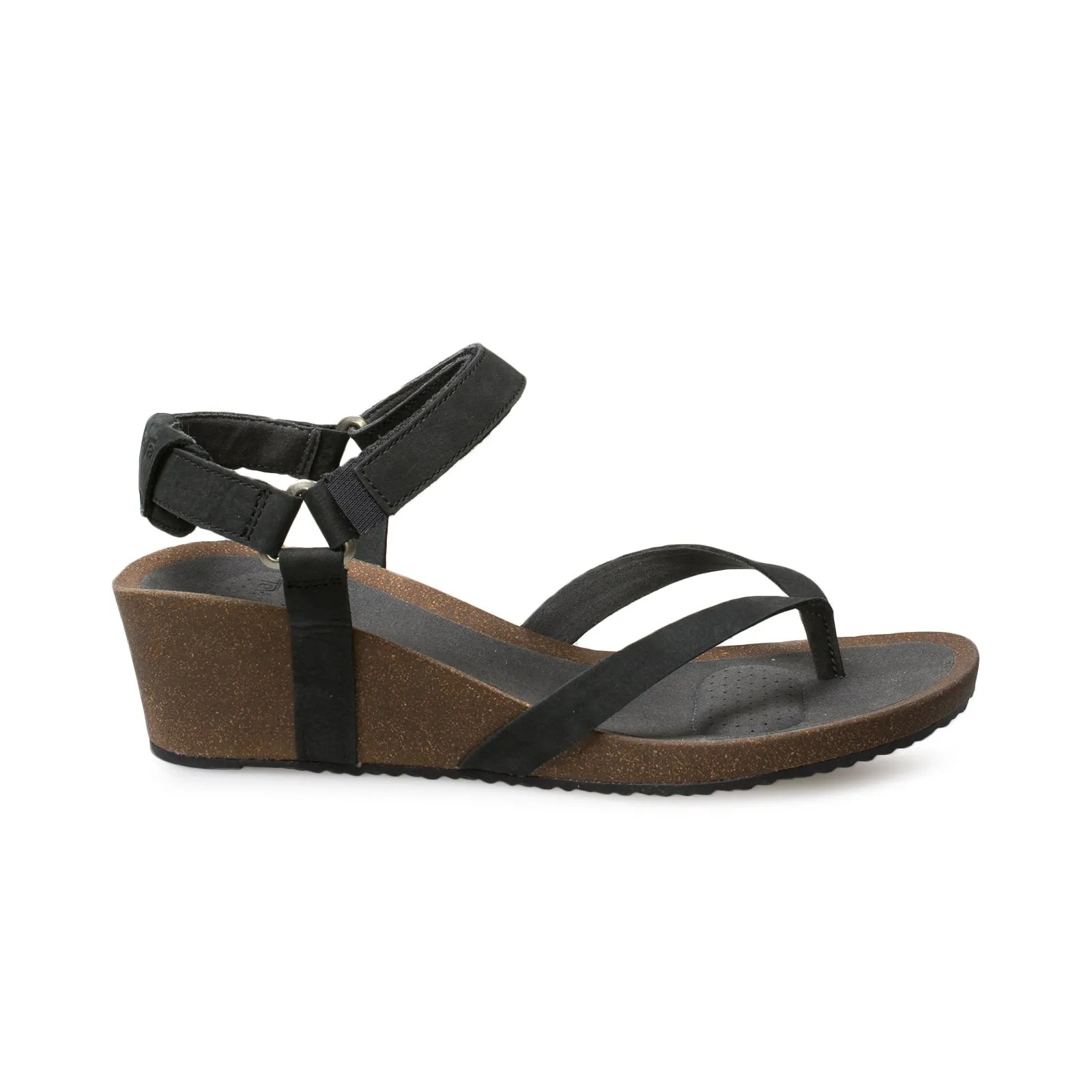 Teva Mahonia Wedge Thong Black Sandals - Womnen's