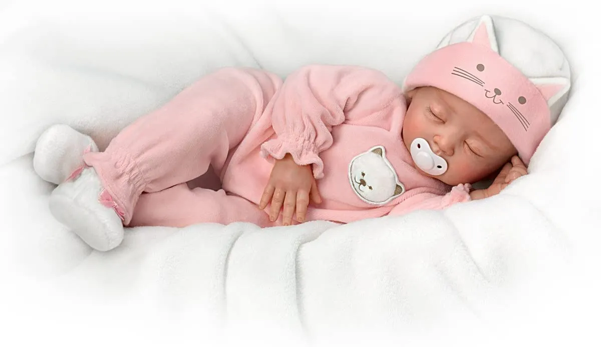 The Ashton - Drake Galleries Katie So Truly Real® Newborn Baby Girl Doll Realistic Poseable Weighted Reborn with Soft RealTouch® Vinyl Skin by Renowned Doll Artist Mayra Garza 17.5-inches