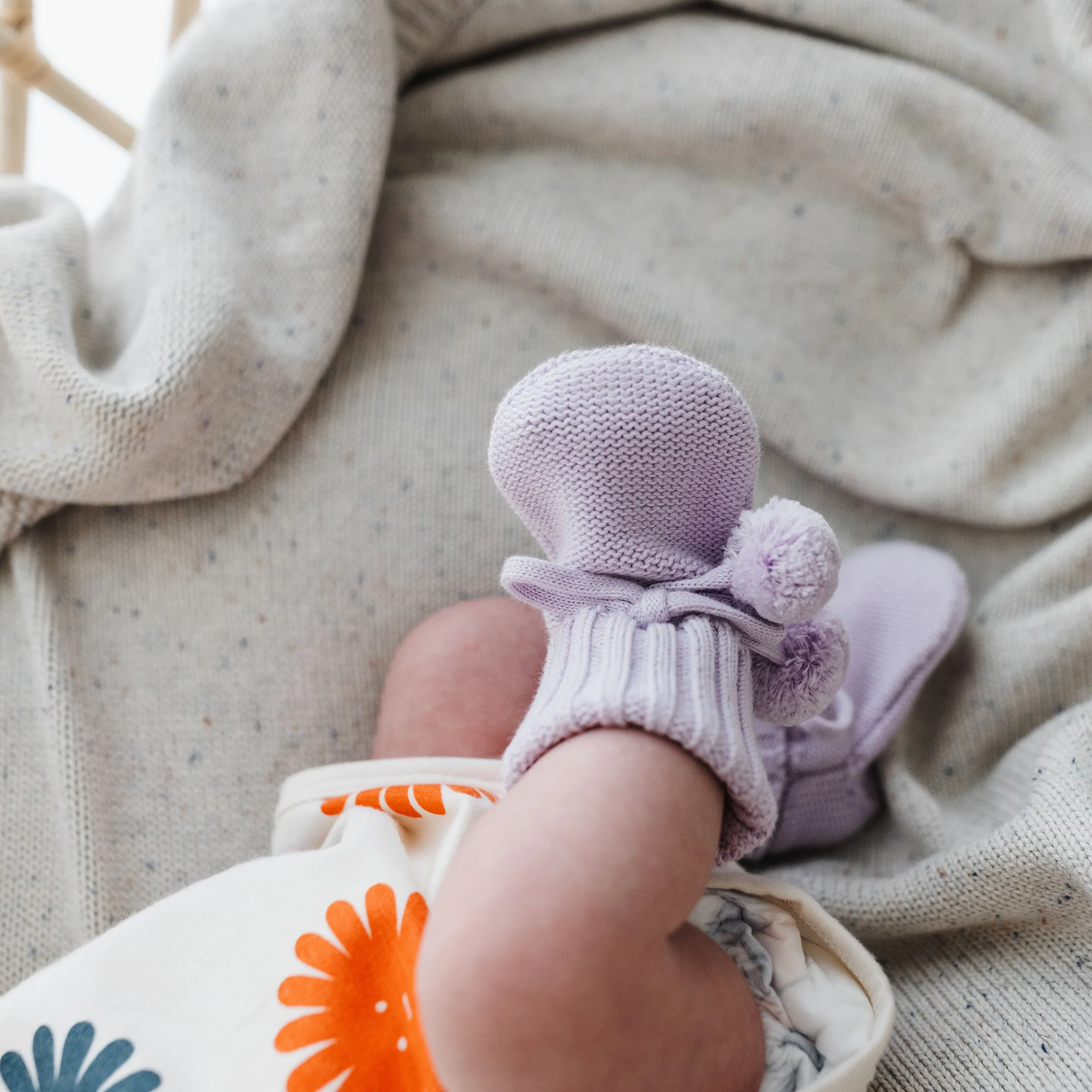 The Rest - Organic Cotton Knit Booties - Lilac