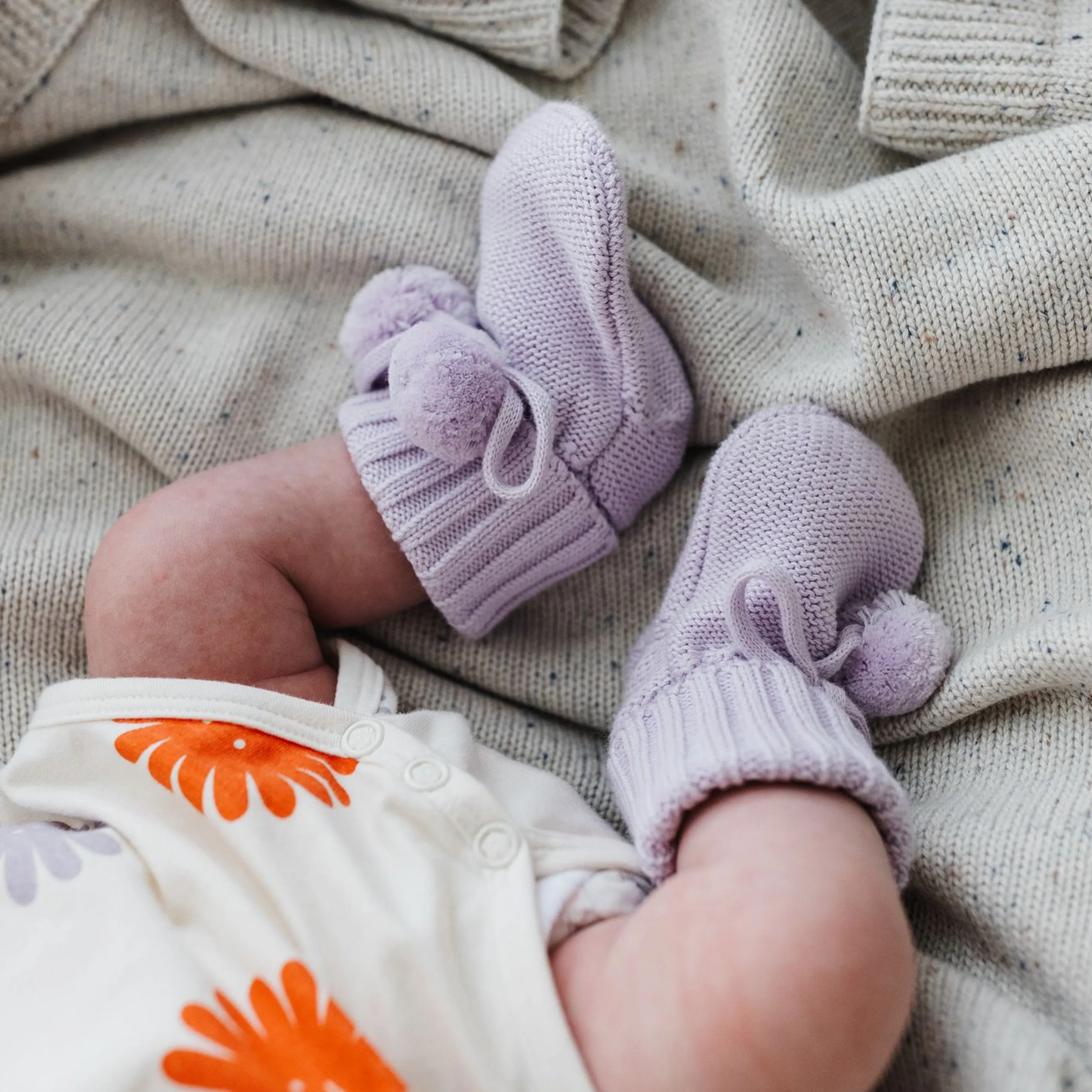 The Rest - Organic Cotton Knit Booties - Lilac