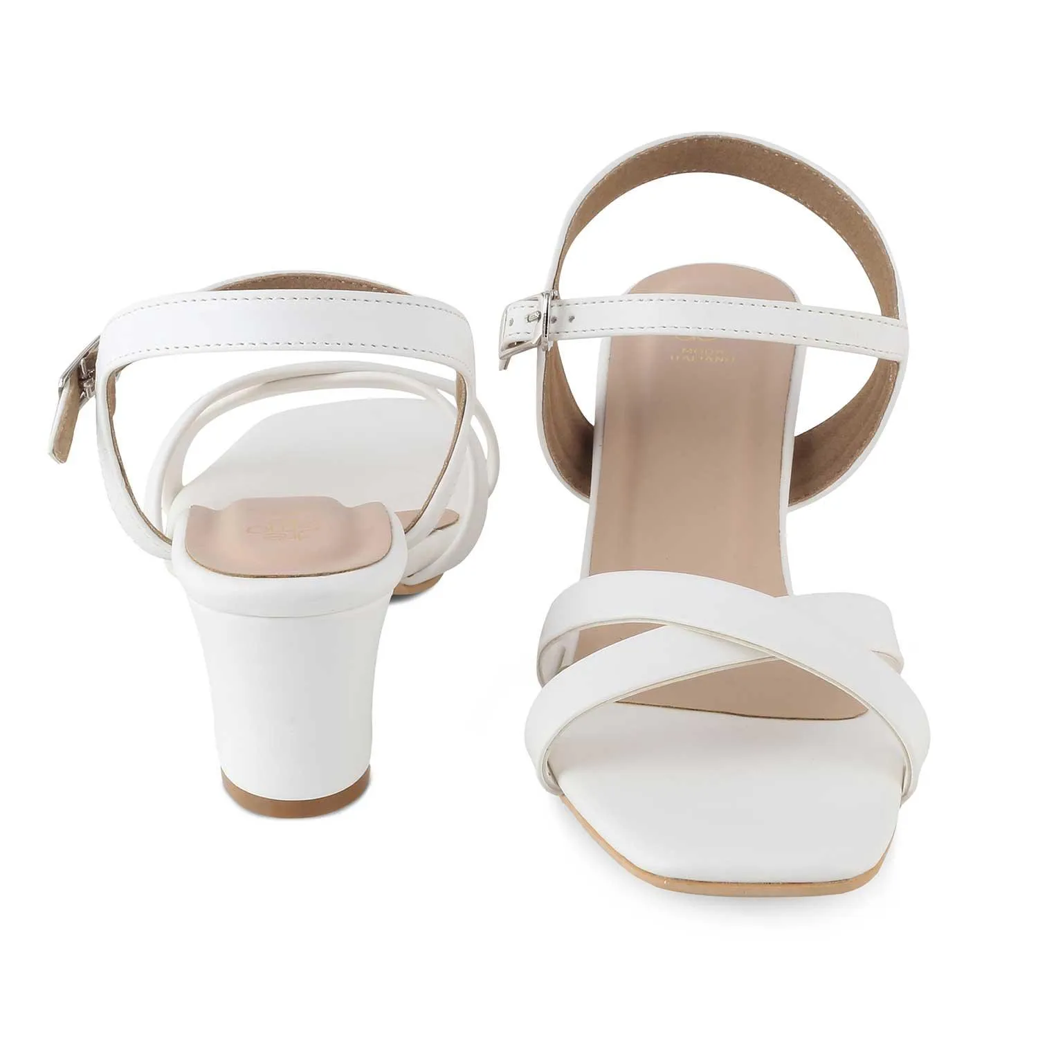 The Roche White Women's Dress Block Heel Sandals Tresmode