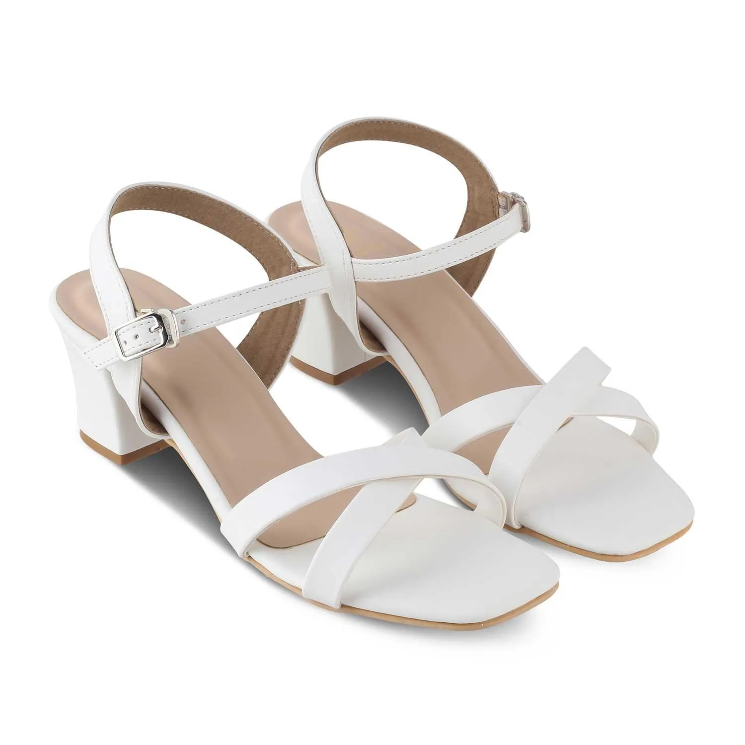 The Roche White Women's Dress Block Heel Sandals Tresmode