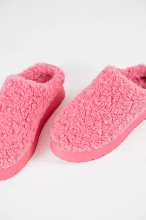 Tilly Pink Sherpa Platform Slipper