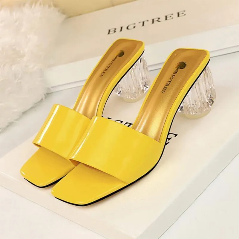 Transparent Chunky Comfortable Open Toe Slip Sandals