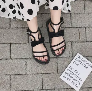 Transparent Straps Black Bow Summer Sandals