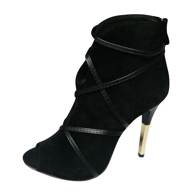 Trendy Open Toe Ankle Heel Boots