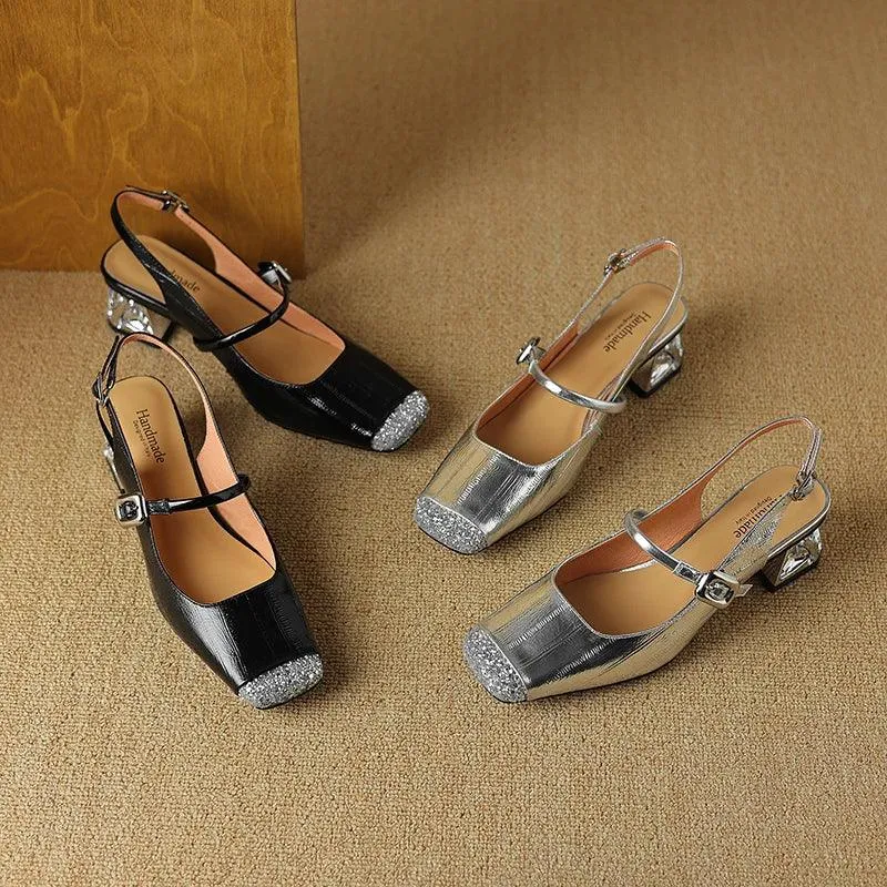 TSS73 Leather Sandals Thick Heels - Women's Casual Shoes