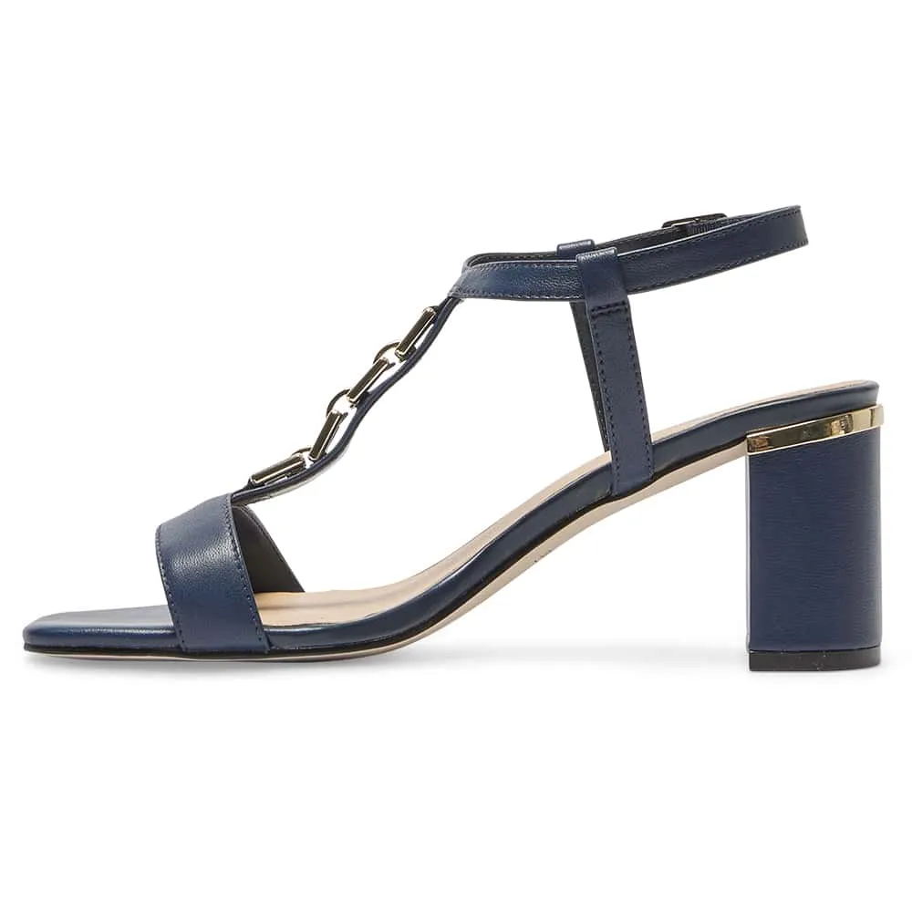 Unicorn Heel in Navy Leather