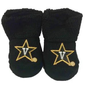 Vanderbilt Commodores Two Feet Ahead Infant Baby Newborn Black Socks Booties