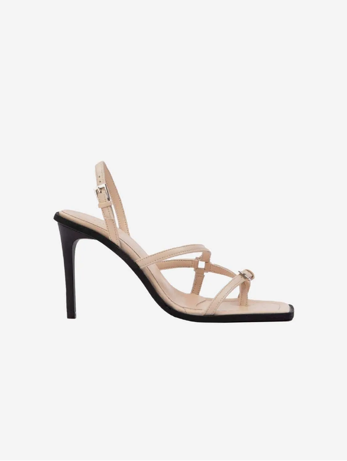 Vicki Vegan Apple Leather Heeled Sandals | Cream