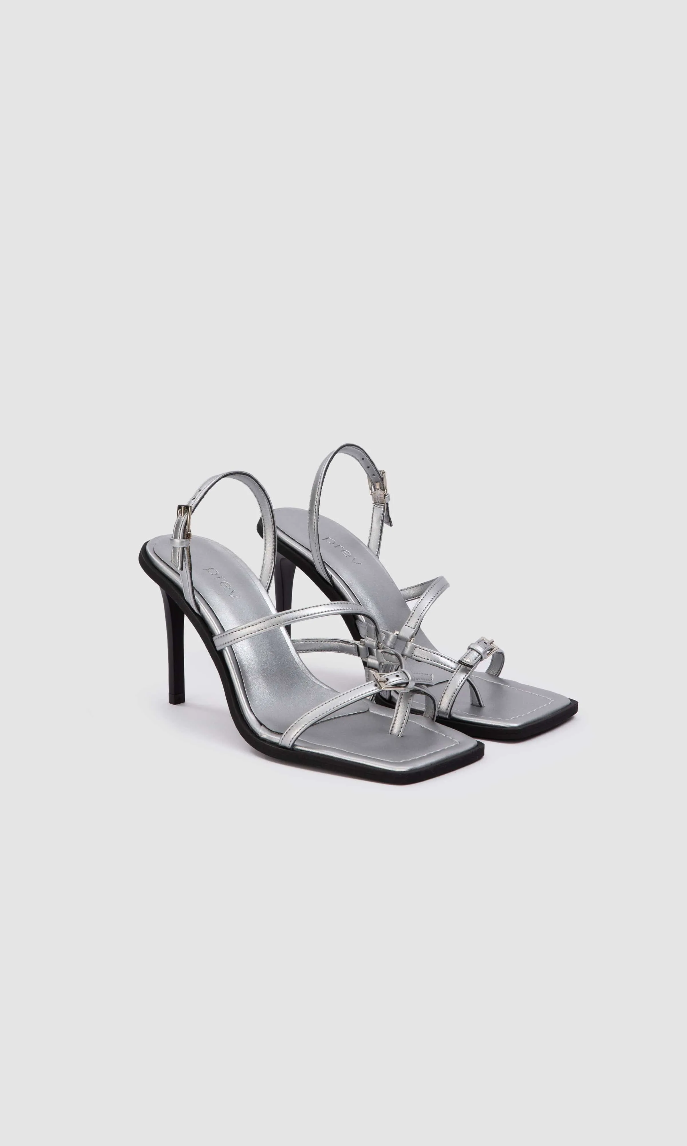 Vicki Vegan Apple Leather Heeled Sandals | Silver