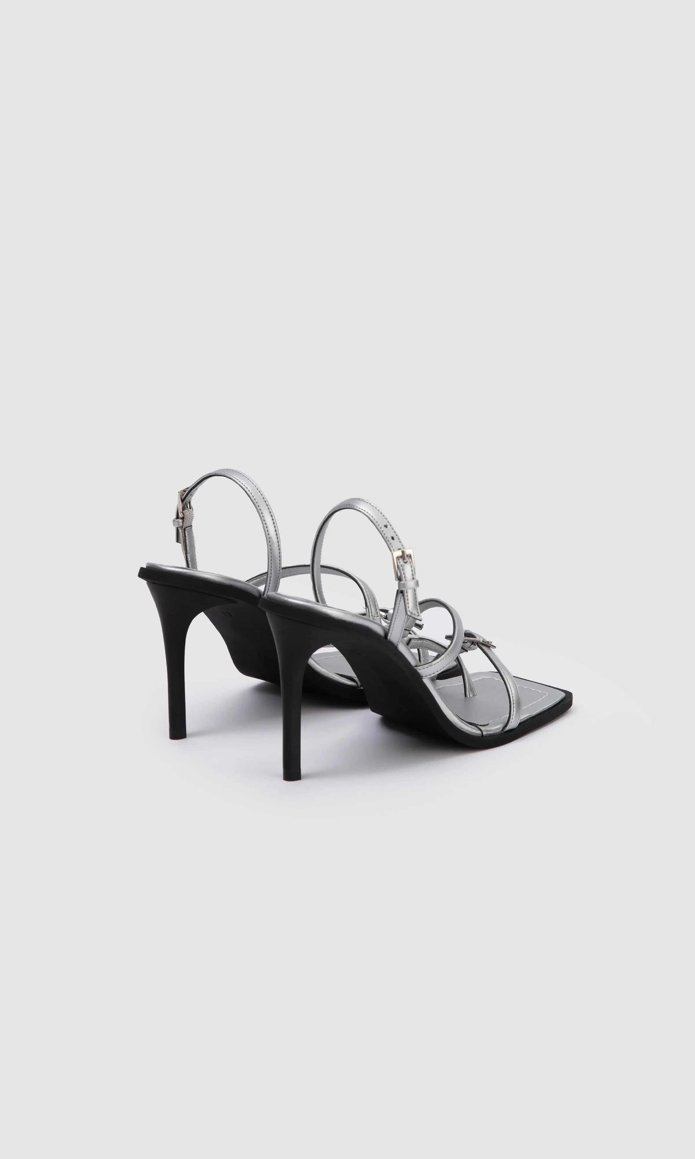 Vicki Vegan Apple Leather Heeled Sandals | Silver