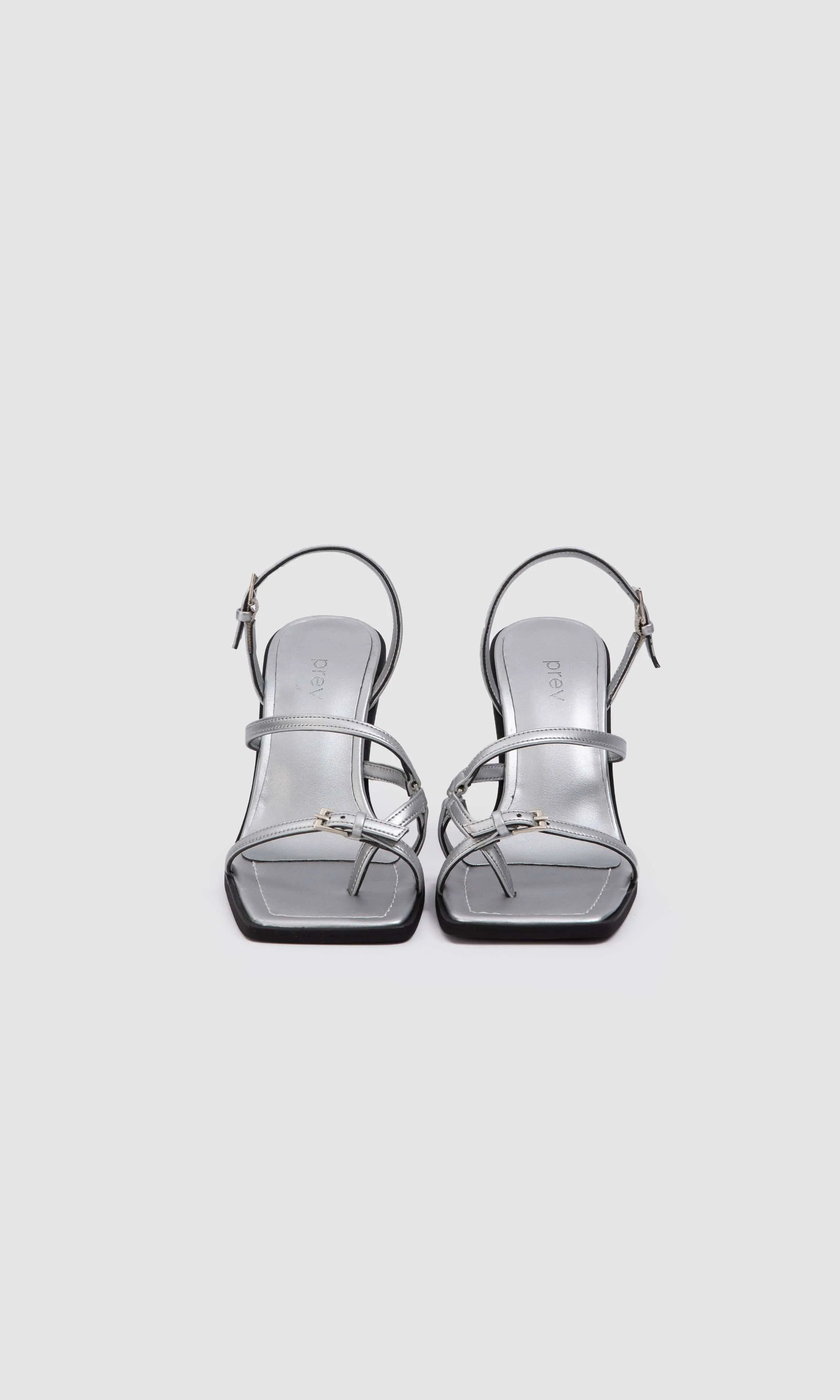 Vicki Vegan Apple Leather Heeled Sandals | Silver