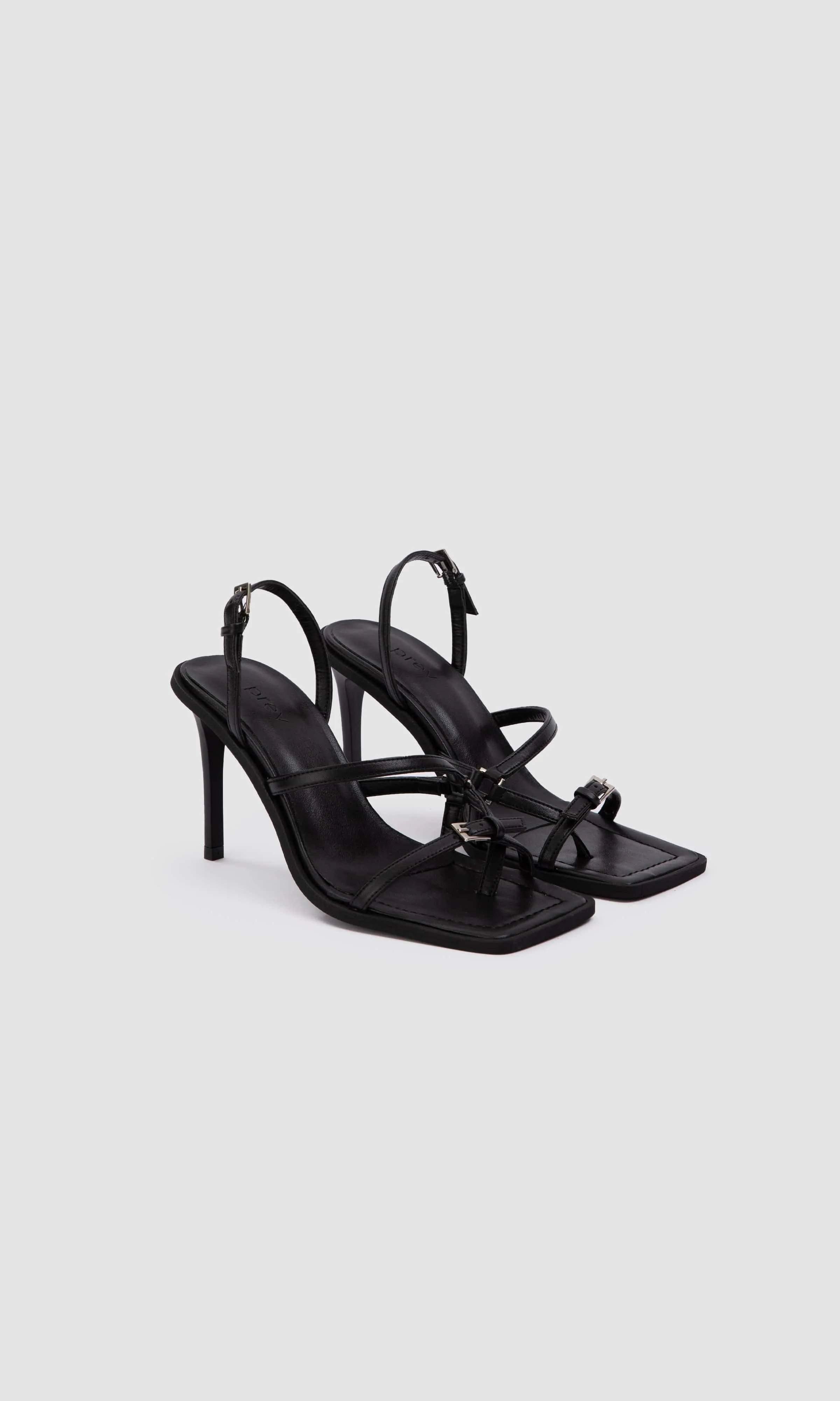 Vicki Vegan Olive Leather Heeled Sandals | Black