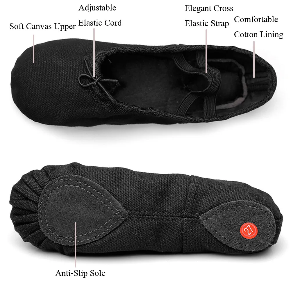 Women's Ballet Slipper Split Sole Canvas Yoga Dance Flats