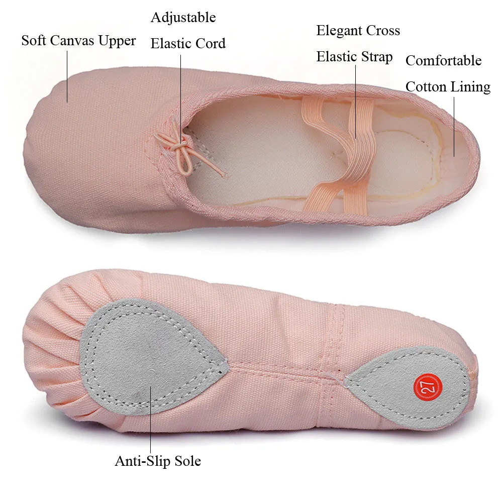 Women's Ballet Slipper Split Sole Canvas Yoga Dance Flats