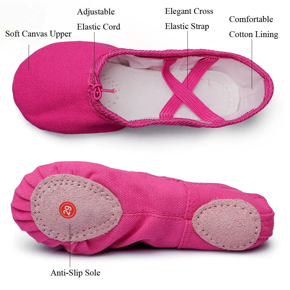 Women's Ballet Slipper Split Sole Canvas Yoga Dance Flats