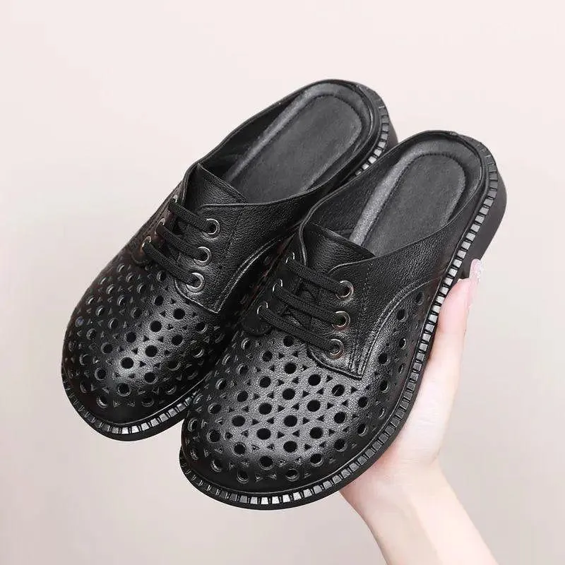 Women's Casual Shoes GRCL0321 Leather Slippers Flat Sandals