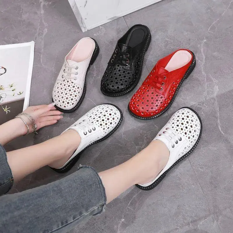 Women's Casual Shoes GRCL0321 Leather Slippers Flat Sandals