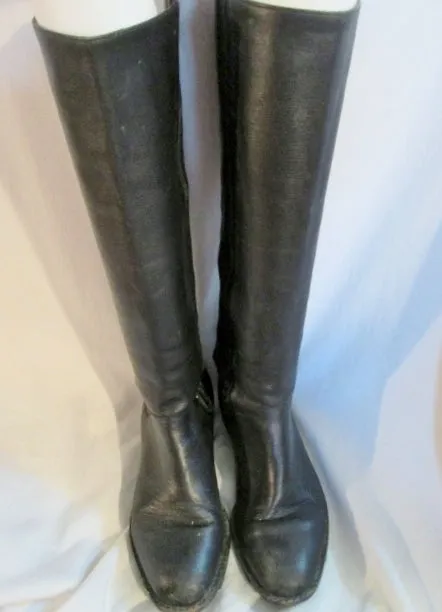 Womens COLE HAAN BRAZIL LEATHER Knee High Heel Riding GoGo Boots 7.5 BLACK