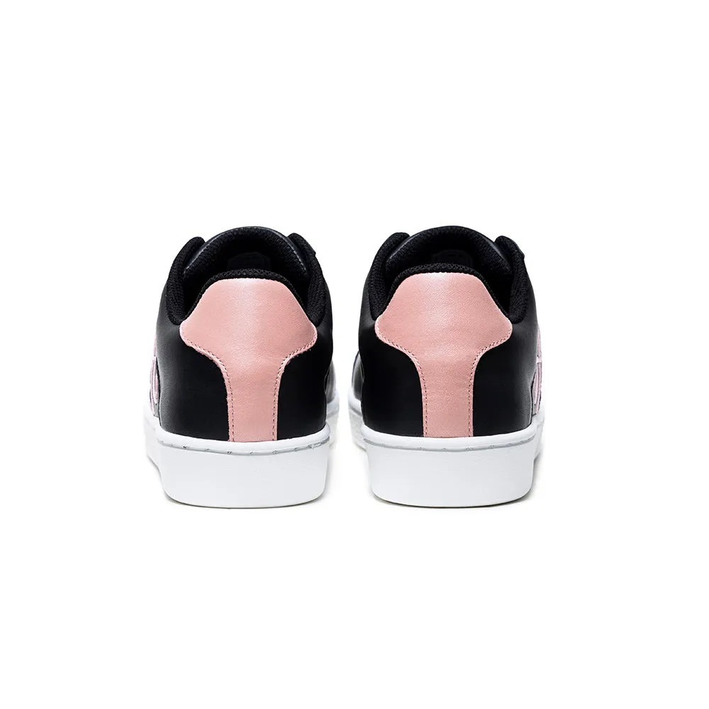 Women's Icon Black Pink Logo Leather Sneakers 91923-991