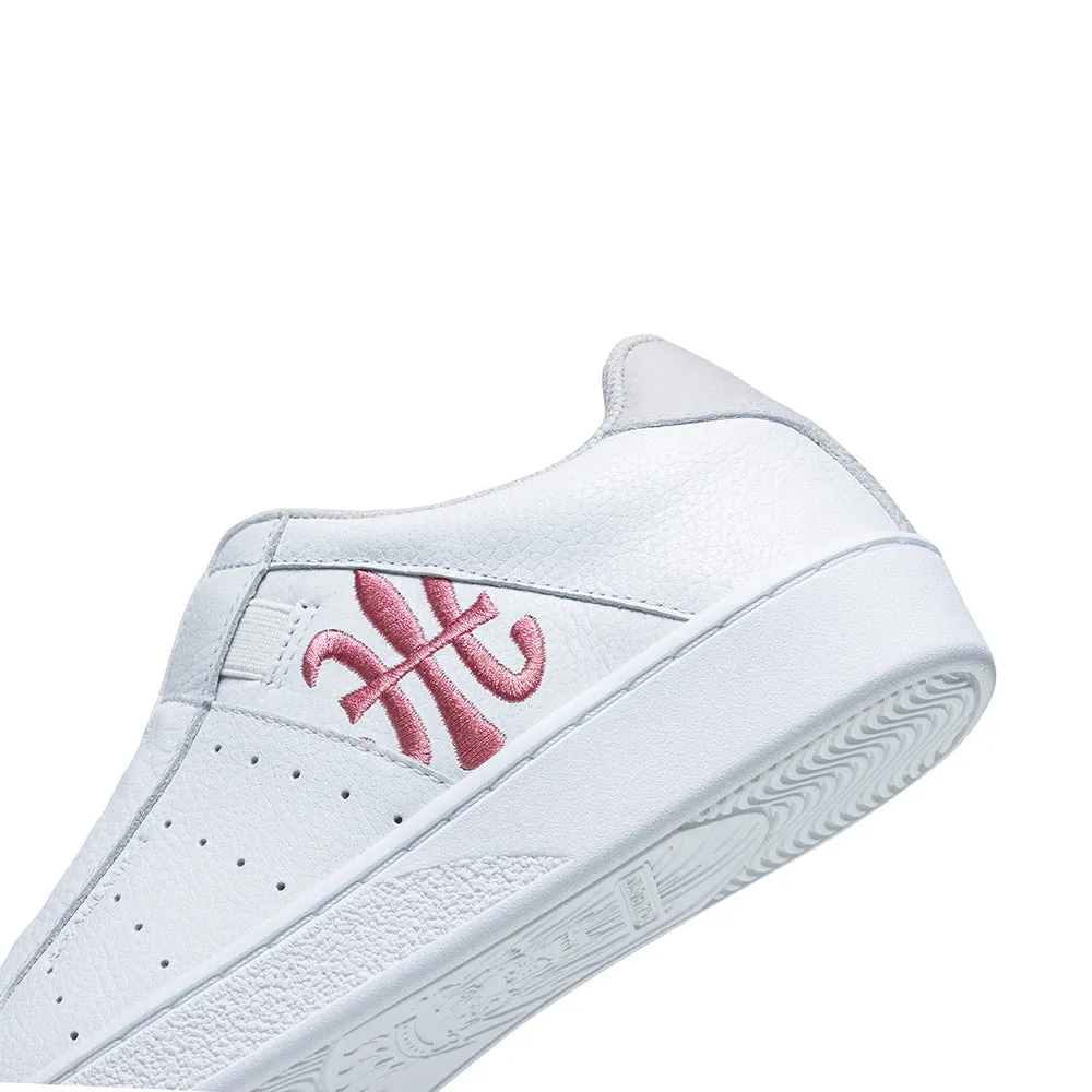 Women's Icon White Pink Logo Leather Sneakers 91922-001