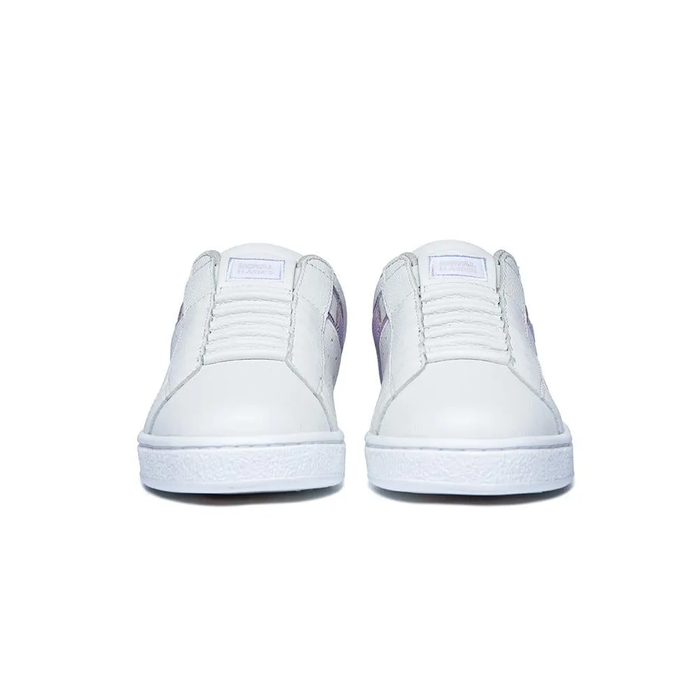 Women's Icon White Purple Logo Leather Sneakers 91912-068