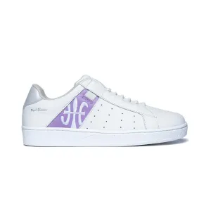 Women's Icon White Purple Logo Leather Sneakers 91912-068