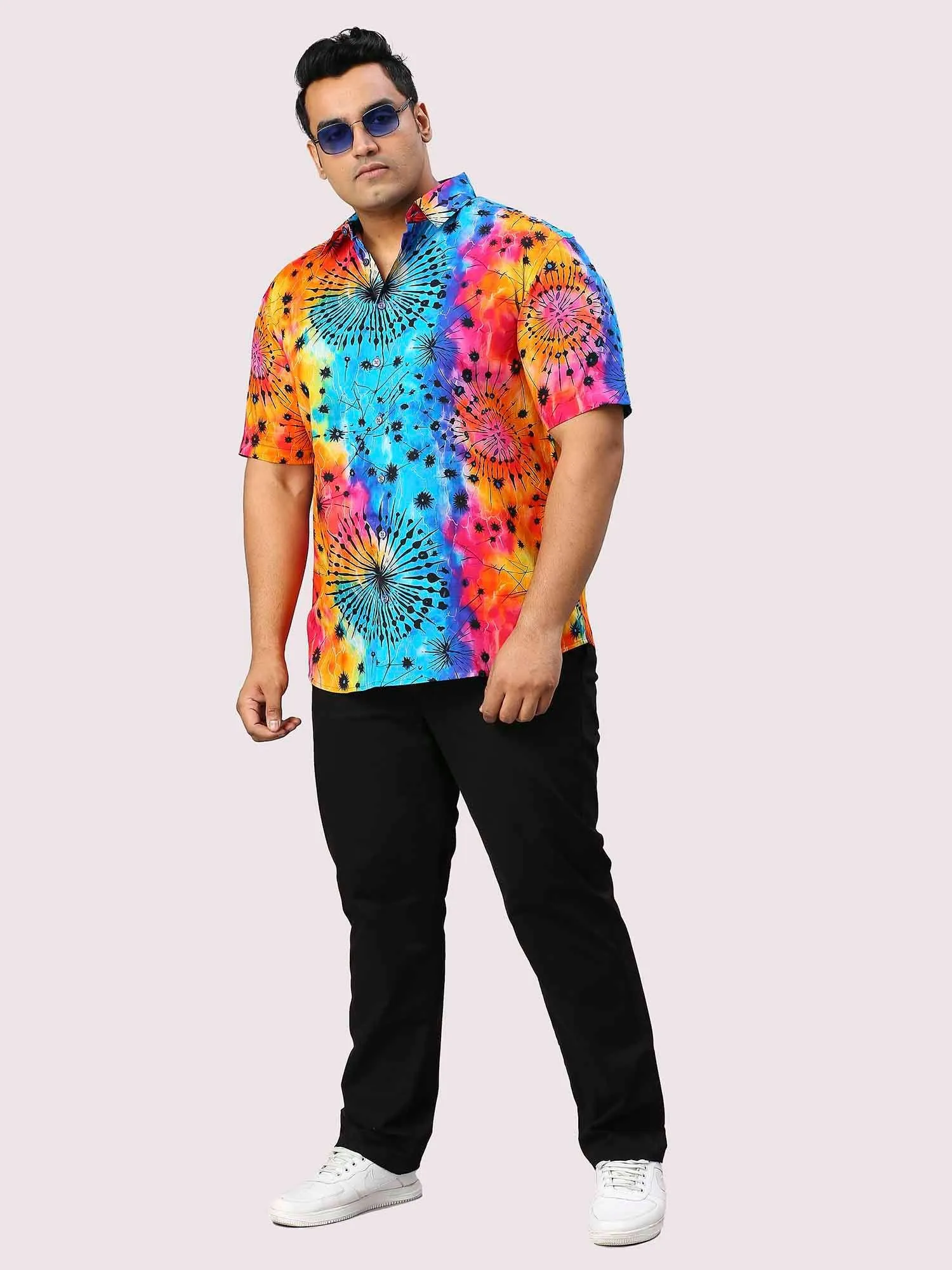 Wonderland Digital Printed Half Sleeve Men's Plus Size Shirt