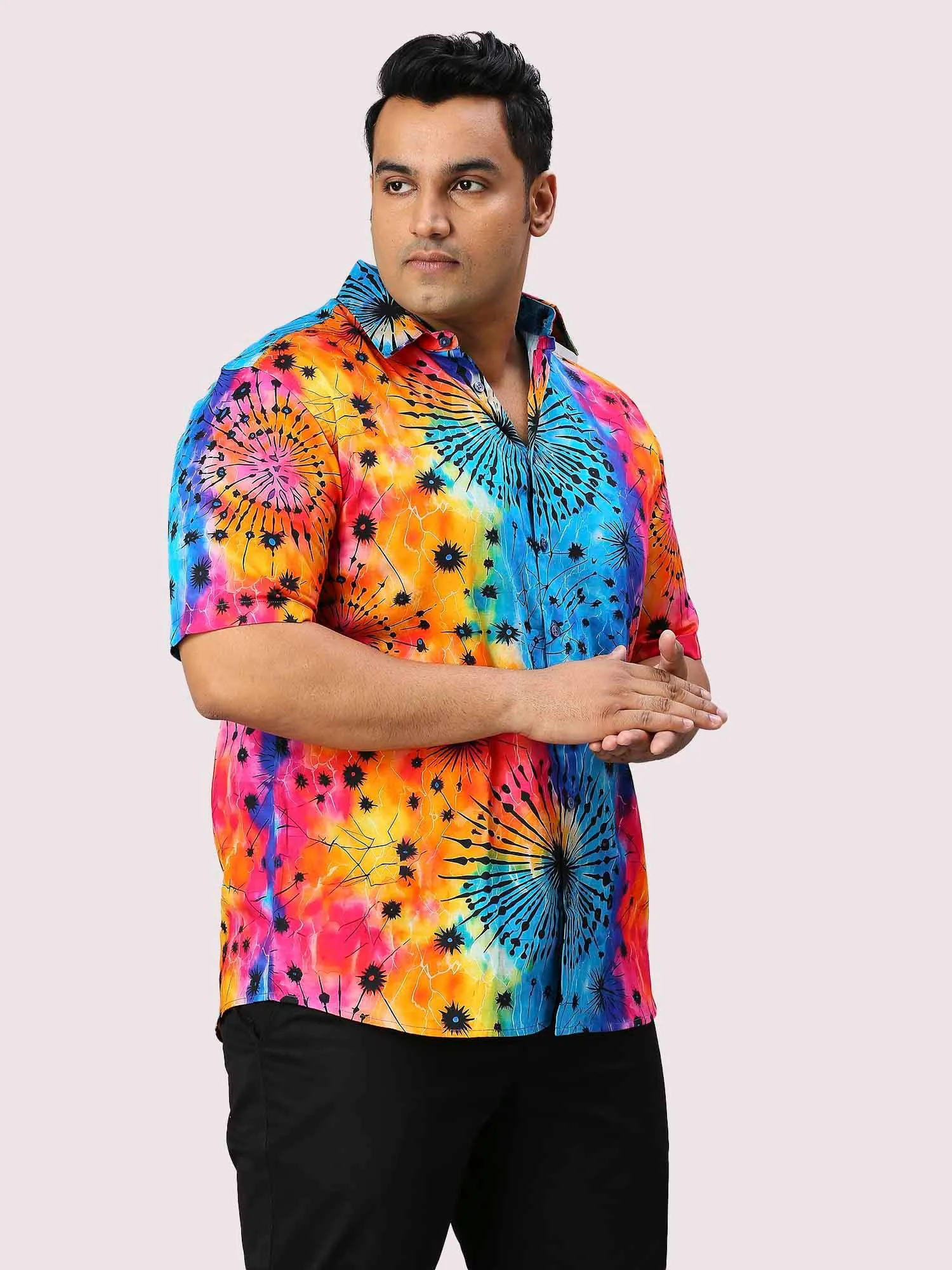 Wonderland Digital Printed Half Sleeve Men's Plus Size Shirt