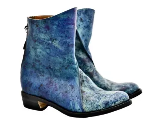 zip back boot | tie dye blue