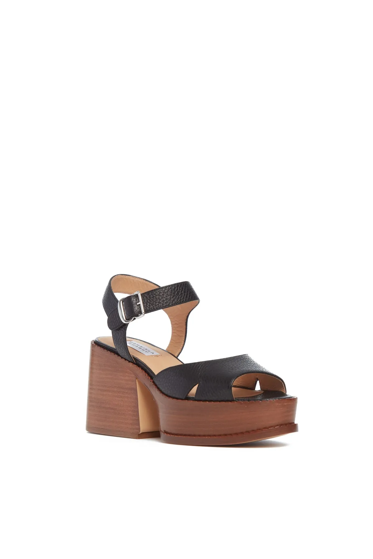 Zuri Platform Sandal in Black Textured Leather